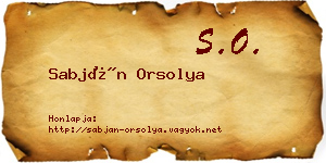 Sabján Orsolya névjegykártya